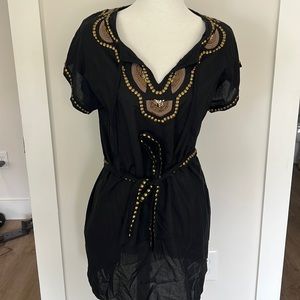 Black and Gold Tunic / Beach Cover Up